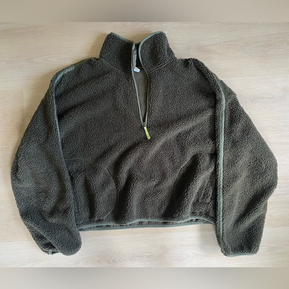 Cozy Olive Green Fleece Pullover